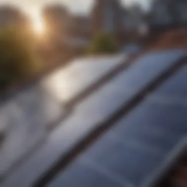 Close-up view of solar panels on a rooftop