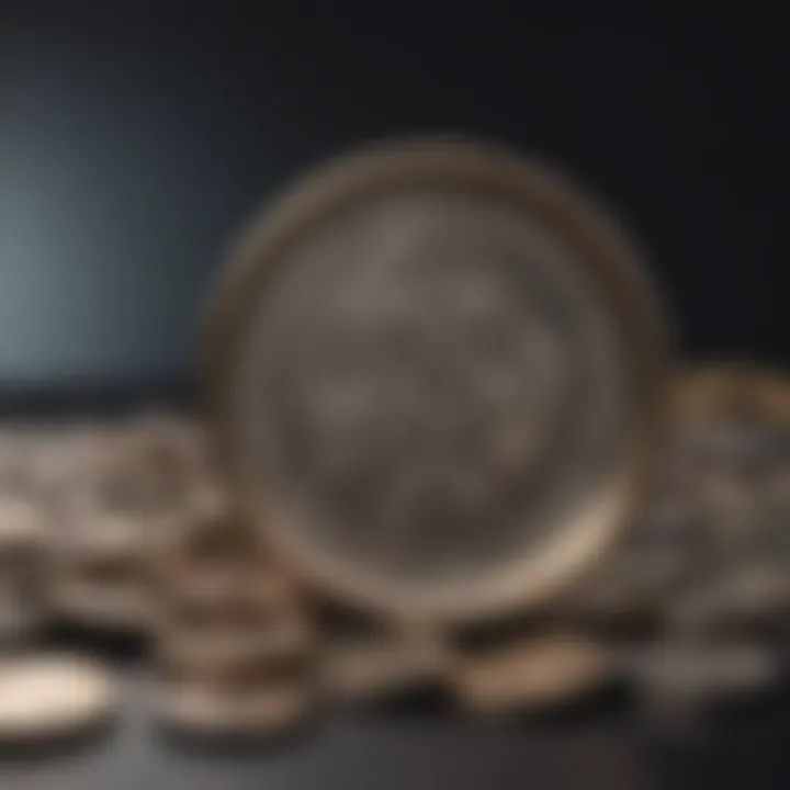 A magnifying glass over a coin, emphasizing the importance of condition assessment