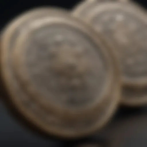 A close-up view of rare coins showcasing their intricate designs