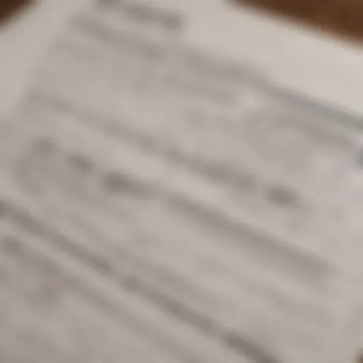 A close-up of a tax document with organized records