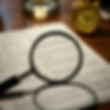 A magnifying glass over a document, representing scrutiny