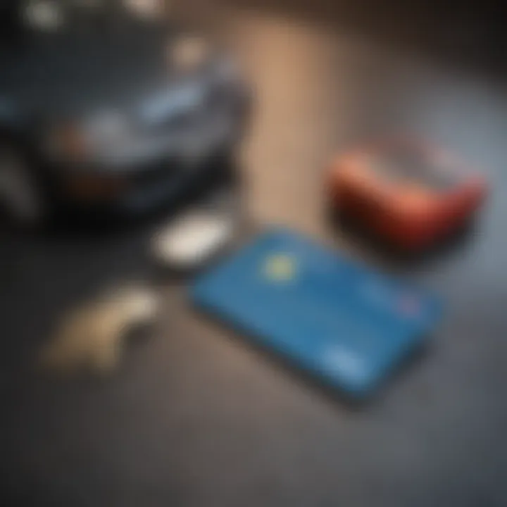 A credit card juxtaposed with a car key, symbolizing payment options.