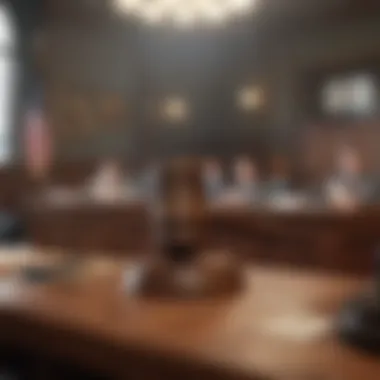 A courtroom scene illustrating a trademark case study